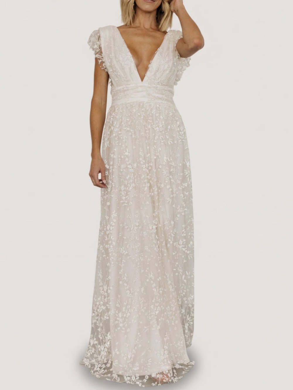 Baltic Born Arlene Shimmer Gown | Ivory Size 1XL1XL